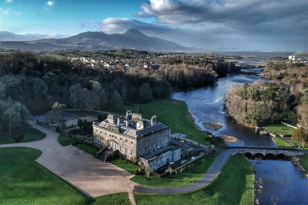 An aerial view of Westport House and the surrounding town